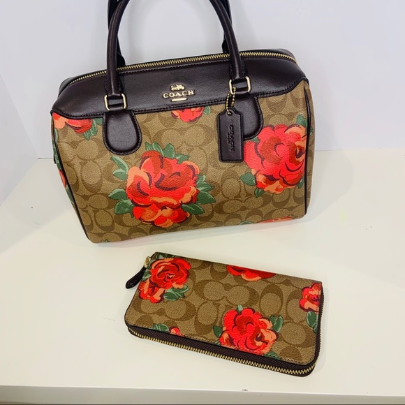 Coach Logo Floral matching wallet set / tote bag - Picture 2 of 16